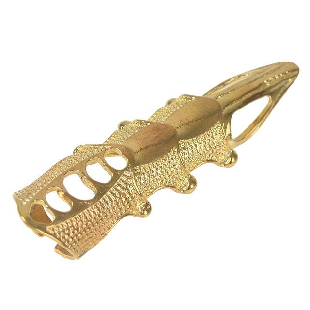 New Trend Personalized Retro Hip Hop Punk Ring Rock Scroll Joint Armor Knuckle Metal Full Finger Claw Ring Halloween Ring Set