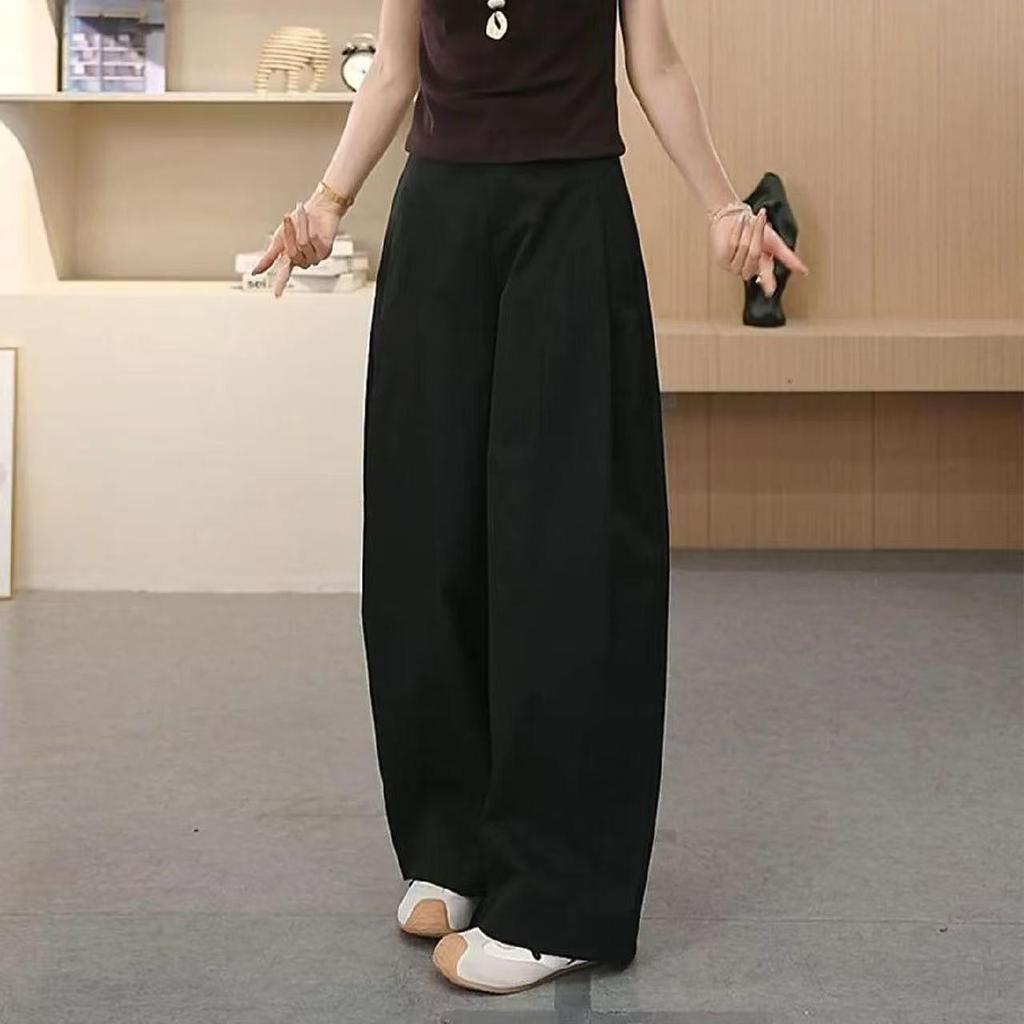 Trendy 2025 Wide-Leg High-Waisted Cargo Pants for Spring & Autumn - Casual, Loose, Slimming, Long Fit