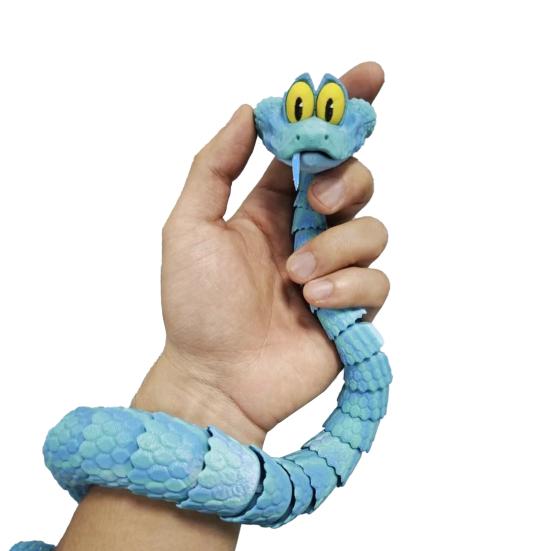 3D Printed Snake Figurine Movable Joints Snake Figure Articulated Animal Model Toy Home Office Bookshelf Desktop Decoration Ornament