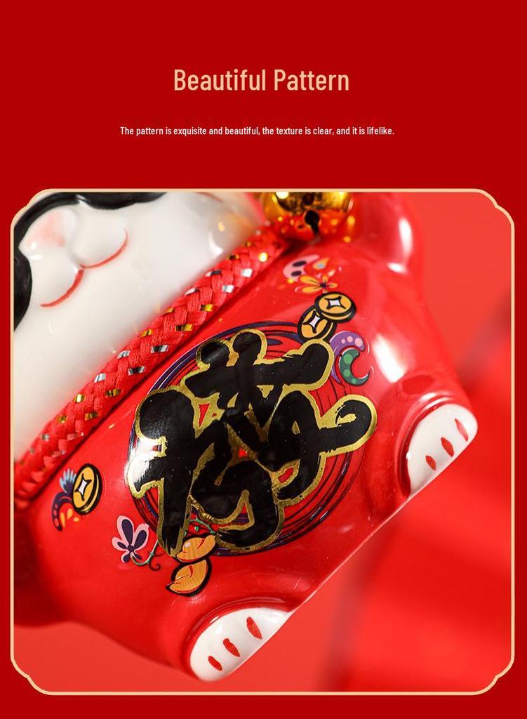 Creative Ceramic Lucky Cat Piggy Bank - Chinese Style Fortune Decor Gift