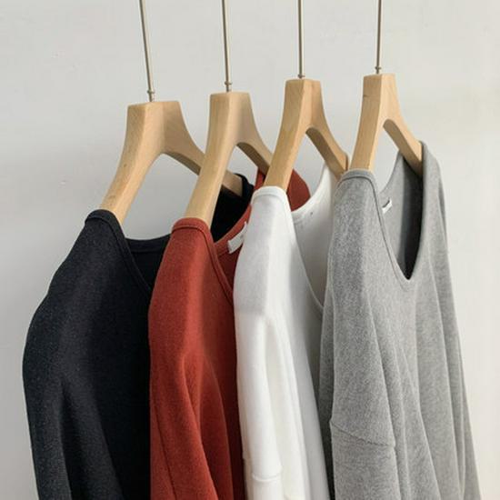 Women's Plus Size Cotton Long Sleeve Curved Hem T-Shirt for Autumn