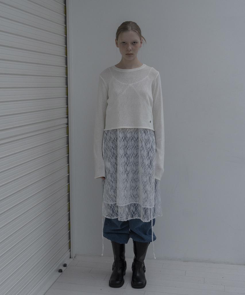 Mosyupamosyu Daisy Crop Round Knit [Ivory]