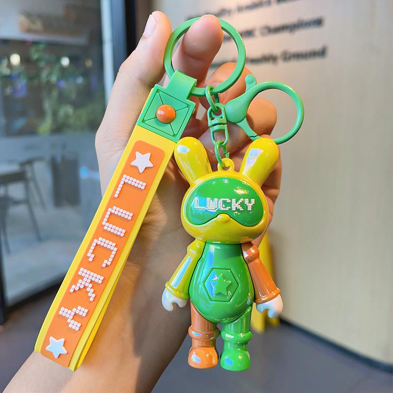 

Trendy Lucky Rabbit Keychain Colorful Silicone Keyring For Birthdays And Celebrations YellowGreen