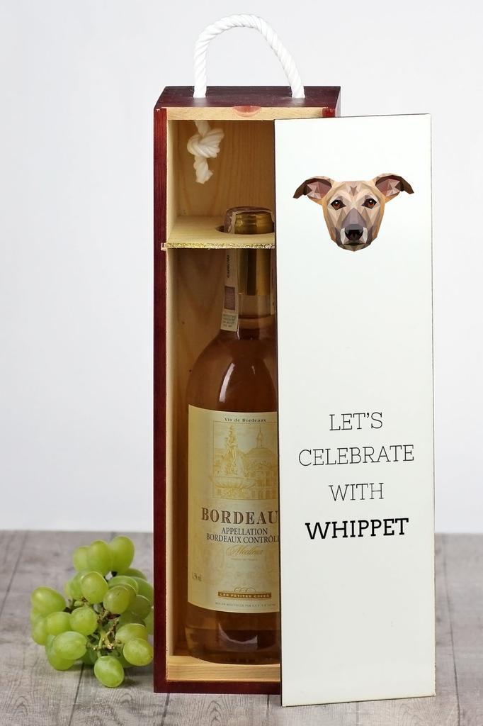 Whippet, Chart Angielski - Geometryczne Pudełko Ze Zdjęciem I Napisem Na Wino Marki Art-Dog
