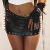 Minigonna Punk Rivettata in Ecopelle da Donna Europea & Americana - Sexy Moda Autunnale