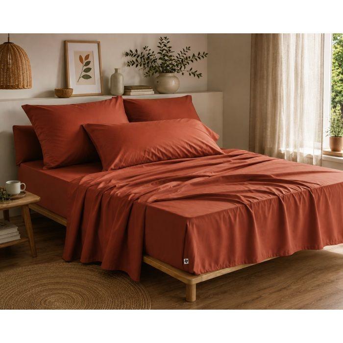 Drap Housse 160x200 cm percale de coton tomette Perrine