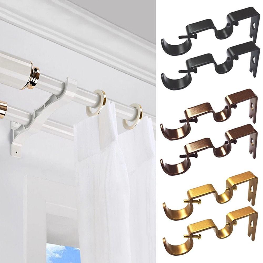 Portable Hanger Holder Window Frame Double Hang Hanging Rack Hook Fixed Clip Curtain Rod Brackets Shower Curtain Pole Bracket