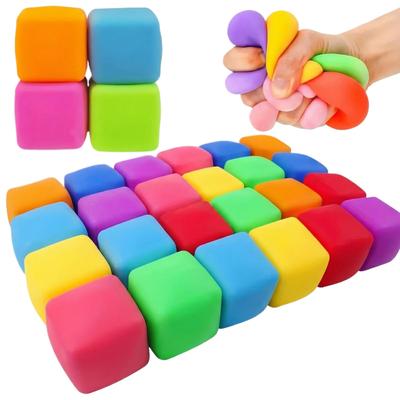Assorted Color Squishy Cube, Stress Ease Cube, Stretchy Fidgeting Cube For Stress Relief, Quiet Fidgets For Classroom