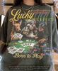 Lucky 777 Born To Play Dogs Playing Poker Pitbull Doberman Comfort Colors® Tshirt, Gambler Casino Retro Bootleg Vintage Graphic Tees,