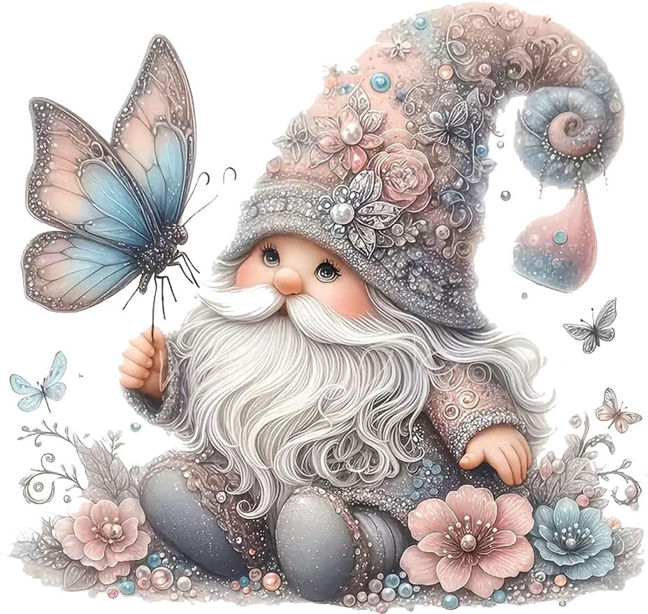 QT2384#15cm Cute Gnome with Butterfly Car Sticker, Suitable for Laptop, Car, Truck, Van, SUV, Motorcycle, Bumper, Window