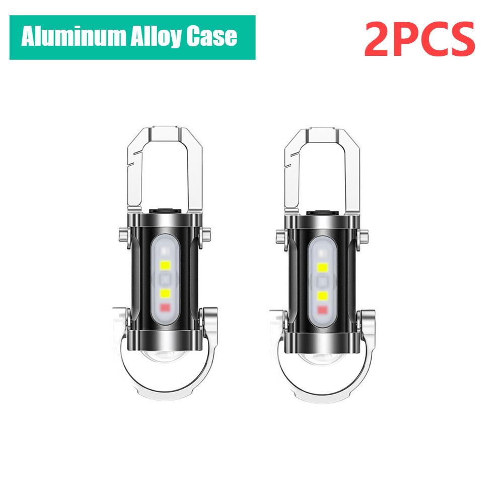 Mini COB Work Light Rechargeable LED Flashlight 7 Modes Emergency Keychain Light Waterproof Keyring Camping Hiking Pocket Lamp
