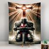 Templar Knight Kneeling Cross Sword Light Medieval Decorative Wall Tapestry for Bohemian Home Wall