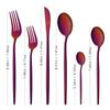 6Pcs Western Purple Dinnerware Cutlery Set Silverware Set Stainless Steel Flatware Knife Dessert Fork Tea Spoon Tableware Set