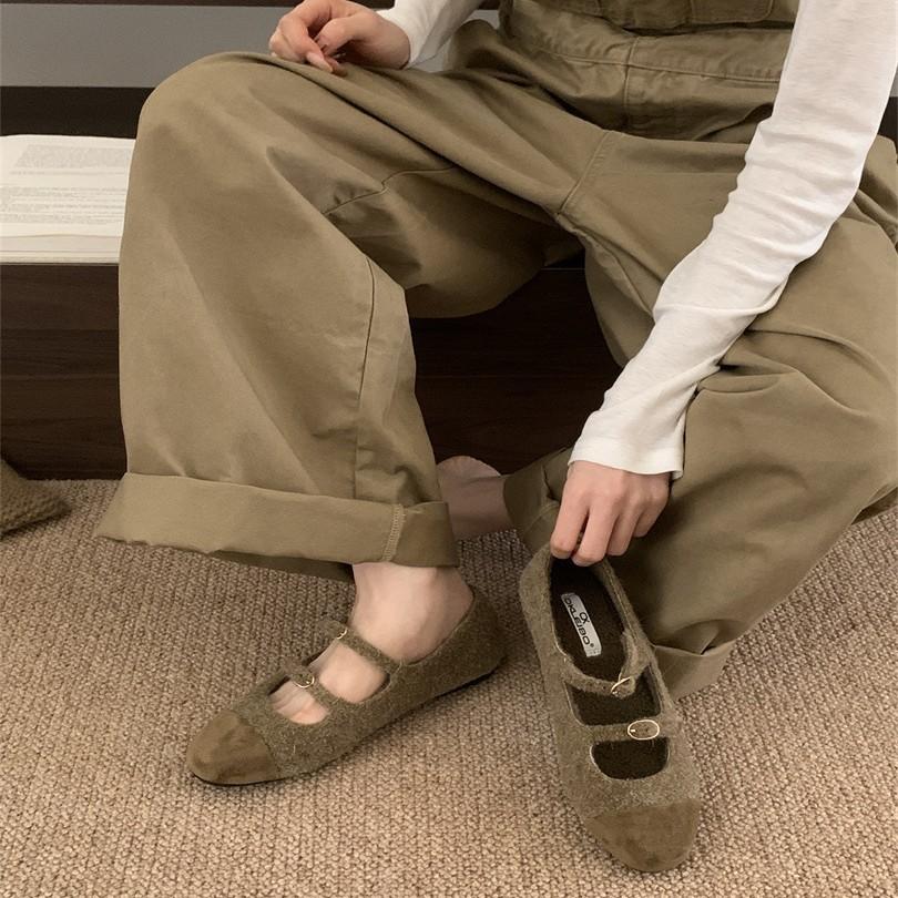 2025 spring new fashion versatile temperament round head light mouth single shoes thick heel ladyshoes French color matching single shoes