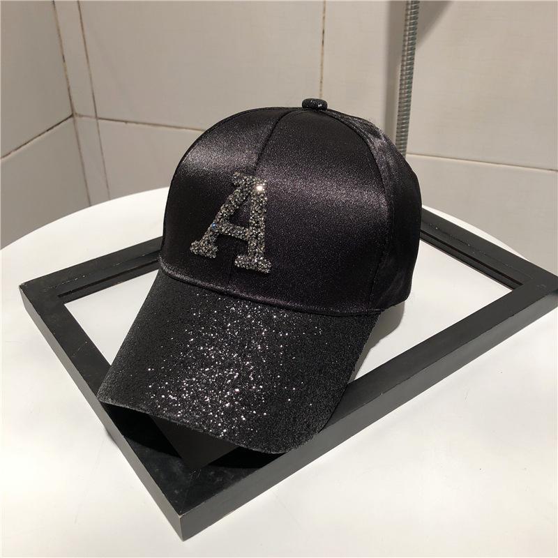 

Fashion Shiny Letter A Baseball Cap Women Girl Silk Satin Spring Summer Snapback Hats Outdoor Sports Hip Hop Sun Hats Female