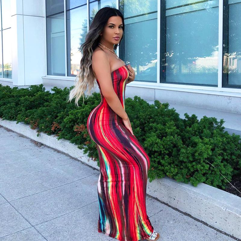 Women's Plus Size Tie-Dye Off-Shoulder Bandeau Dress - Spring/Summer 2025 Fashion