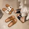 Retro cool slippers women's shoes summer with skirt belt buckle casual vacation beach word sandals
