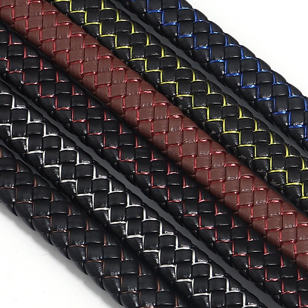 1m/pack PU Leather Braided Cords Colored Thread Flat Leather Rope For DIY Handmade Retro Bracelet Jewelry Making Accessories