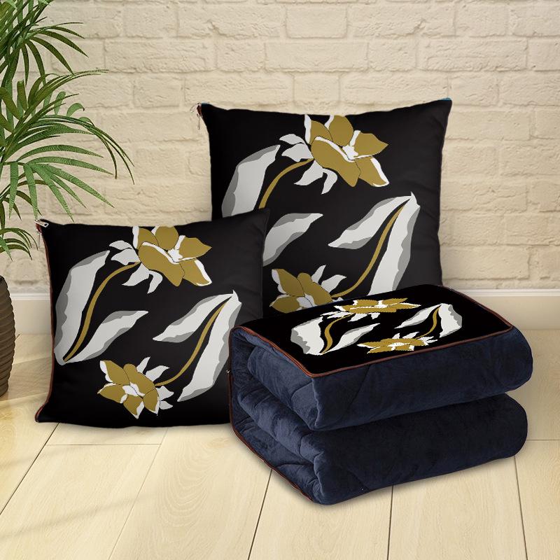 Custom Cartoon Plush Throw Pillow Blanket with Fleece Lining