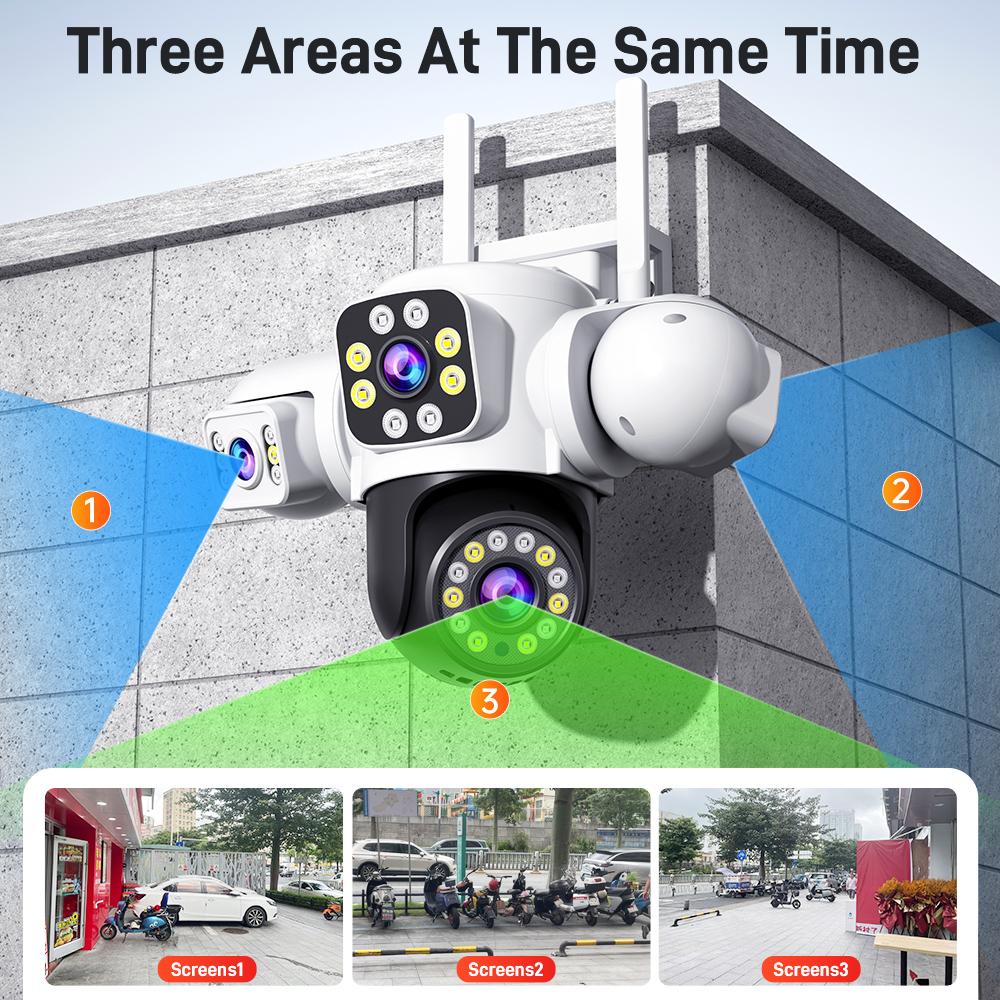 YOOSEE Ai APP Triple-lens Camera HD 15MP WIFI Outdoor Camera Waterproof Mobile Tracking IP CCVT Two-way Talk