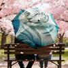 1pc cartoon tiger Umbrella Portable Folding Umbrella Iron Frame Hole Bone Structure Outdoor Home Umbrella