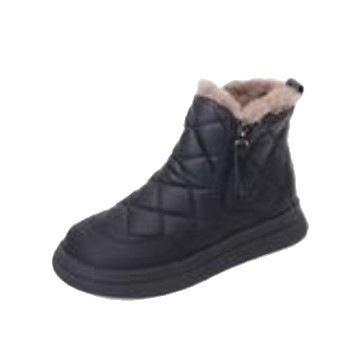 Fur integrated snow boots women's winter cotton boots non-slip piled thickened large cotton shoes