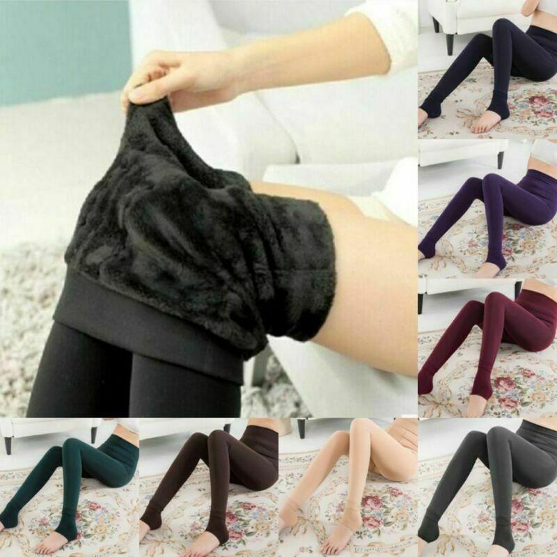 Women Winter Thick Warm Fleece Lined Thermal Stretchy Skinny Leggings Pants For Cozy Cold Days