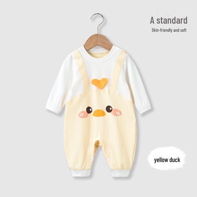 

Детский хлопковый комбинезон унисекс на весну и осень – комбинезон с длинными рукавами для новорожденных, идеально подходит для ползания и игр. 66cm жёлтый