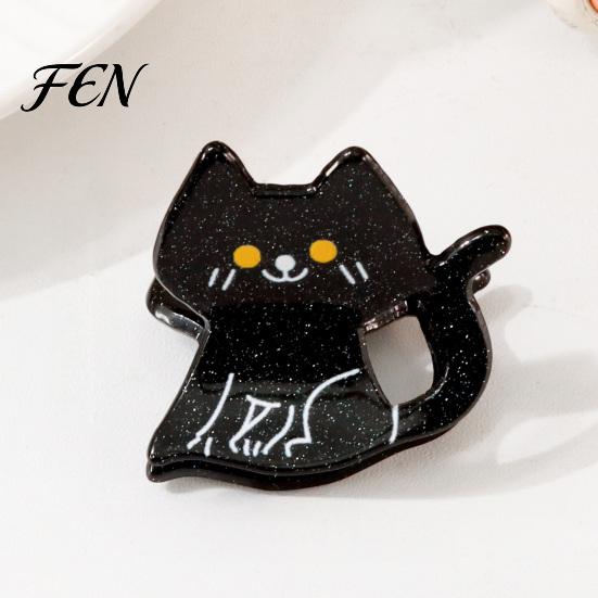 Cosplay Hair Decor for Women Halloween Cartoon Clips Girls, Acrylic Glitter Pumpkin/Ghost/Bat/Cat Reliable Clamping Force Accessories, Cute Decorative