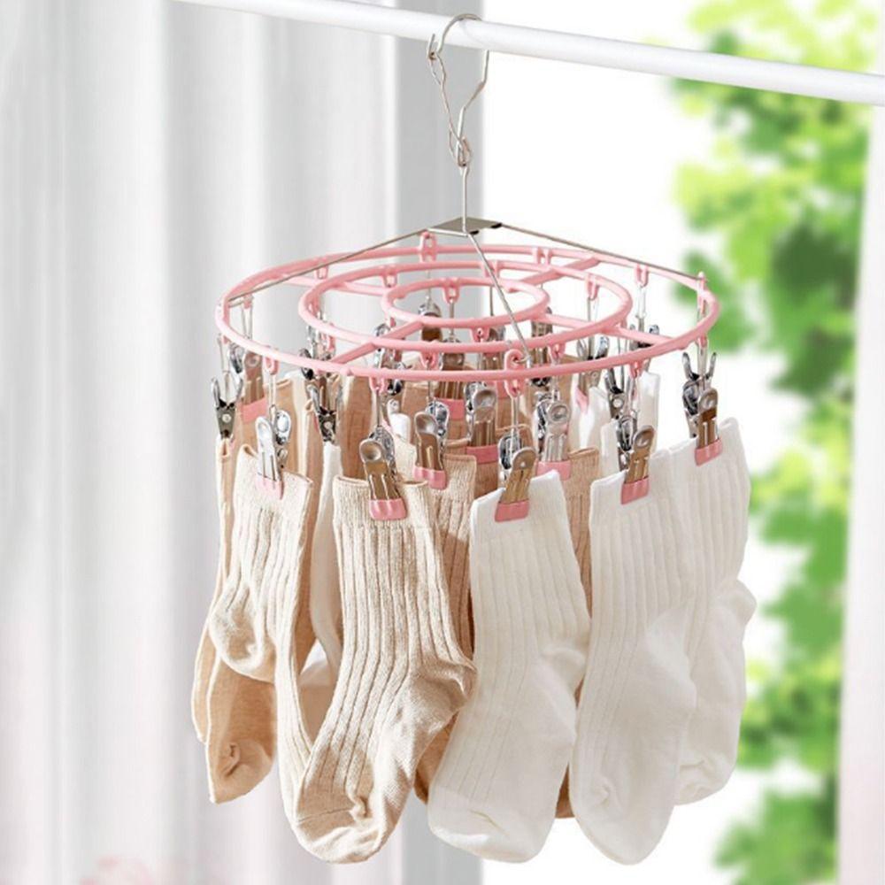 Stainless Steel 24 Clip Hanging Rack Lightweight Clothes Hanger Underwear Socks Clip  Bathroom