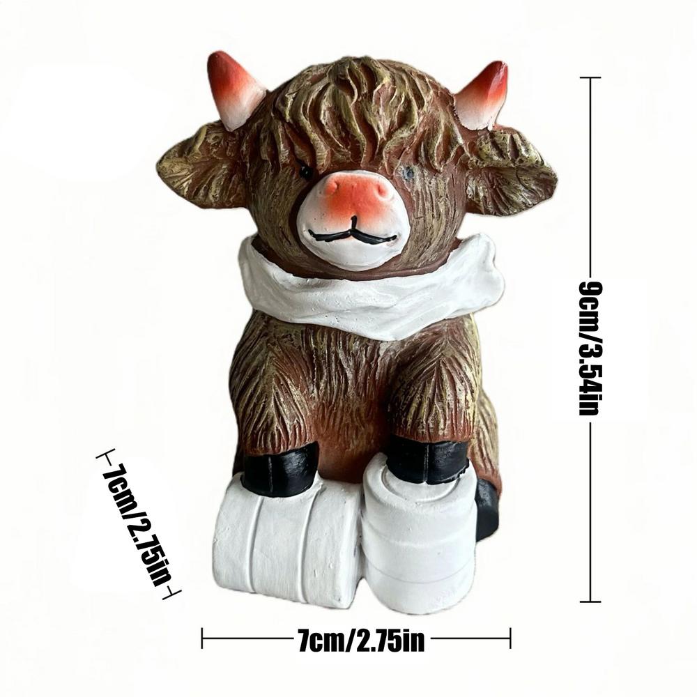 Hochlandkuh Dusche Badezimmer Figur Handwerk Harz Rinder Ornament Kleine Kuh Statue Dekorationen Geschenke Für Schlafzimmer Bücherregale