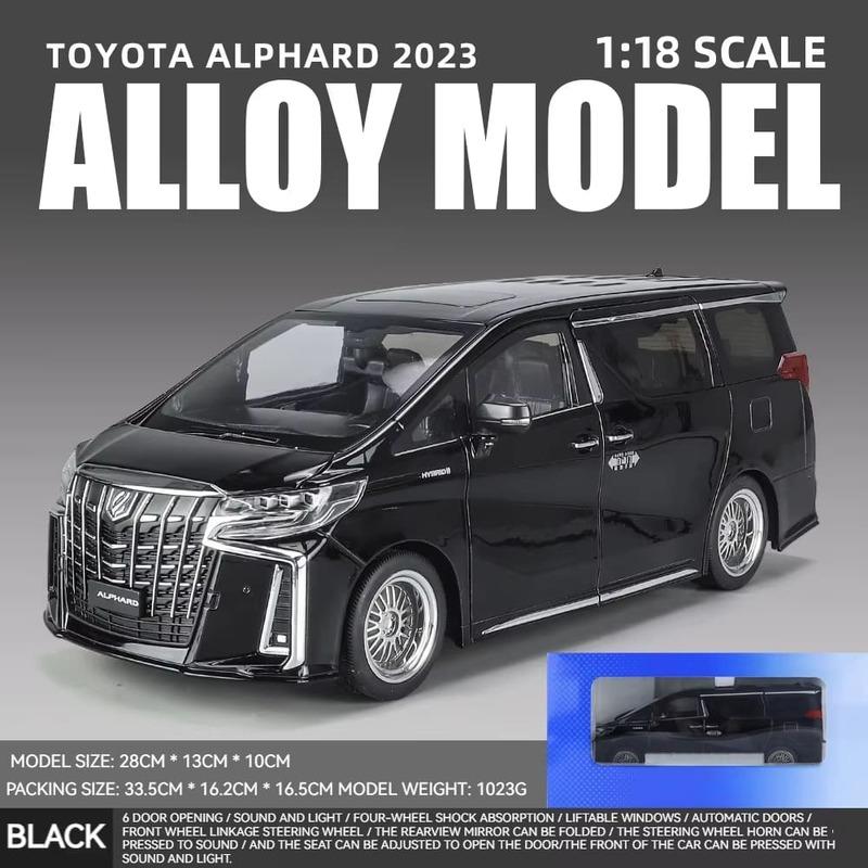 Yeni 1/18 Toyota Alphard MPV Çinko Alaşım Araba Modeli Döküm Metal Oyuncak Araba Araba Modeli Yüksek Simülasyon Ses ve Işık Çocuk Hediyesi Süsler