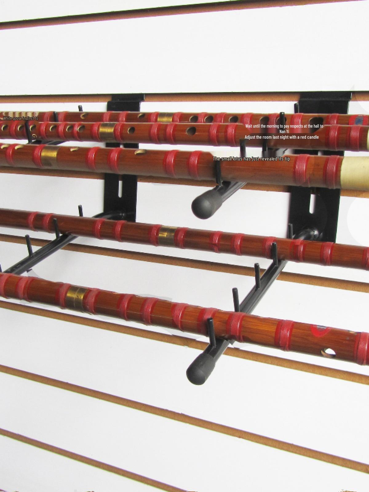 Bamboo Flute Wall Hanging Rack with Groove Board for Flute, Xiao, and Bawu. Net Hanging Pair