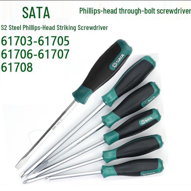 SATA S2 Steel Phillips Screwdriver with Through-Handle (Sizes 61703-61708) 100mm #2