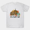 It's Fall Y'all Leopard Pumpkins Plaid Pumpkin Autumn Season T-Shirt