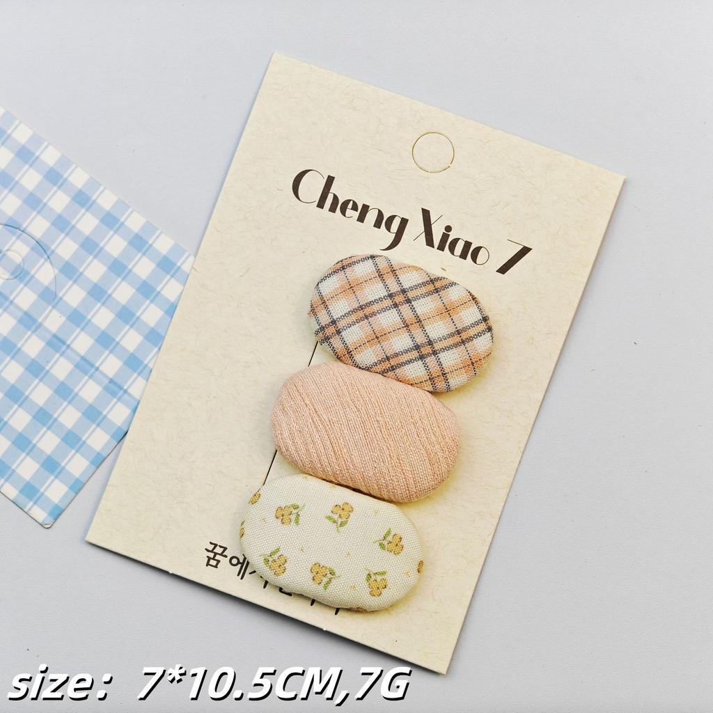2025 Spring New Fabric Oval BB Clips, Fresh Plaid Floral Cute Barrettes,Versatile Fashion Hair Accessories for Baby Girls