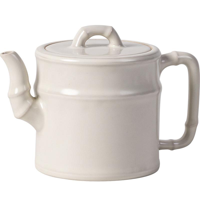 Bamboo Teapot Imitation Ru Ceramic Single Pot Household Indoor Retro Pu'er Brewing Teapot Kung Fu Tea Set Section High Teapot