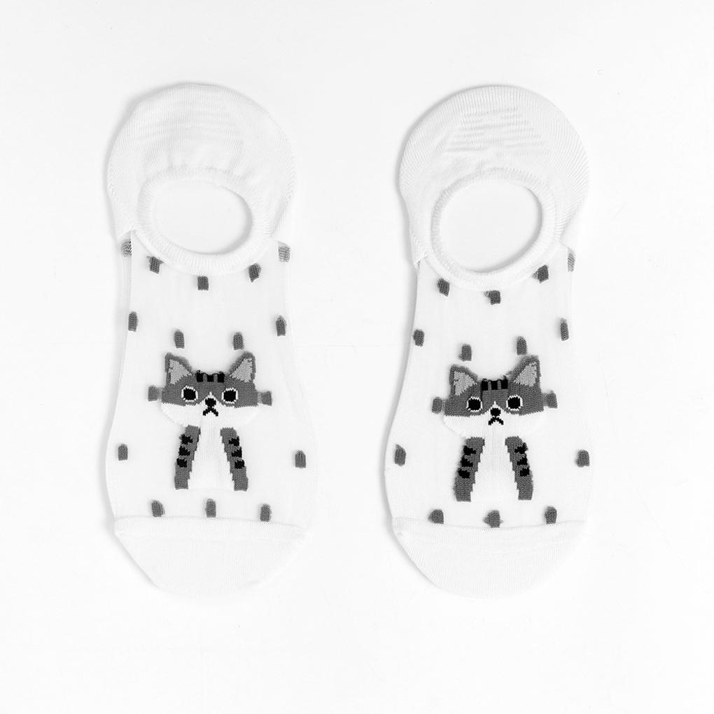

10-pair set of cute cat see-through slippers and non-slip fake socks
