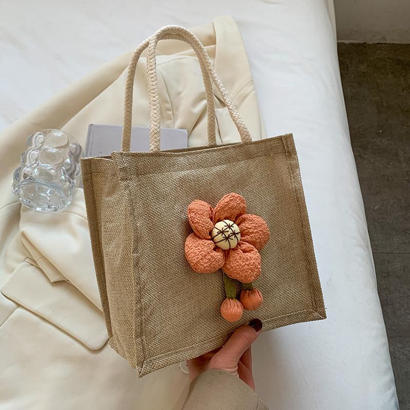 Cute Linen Student Carrying Rice Bags for Women Ins Fresh and Fresh Work Commuting To Store Lunch Boxes and Small Bags for Hand