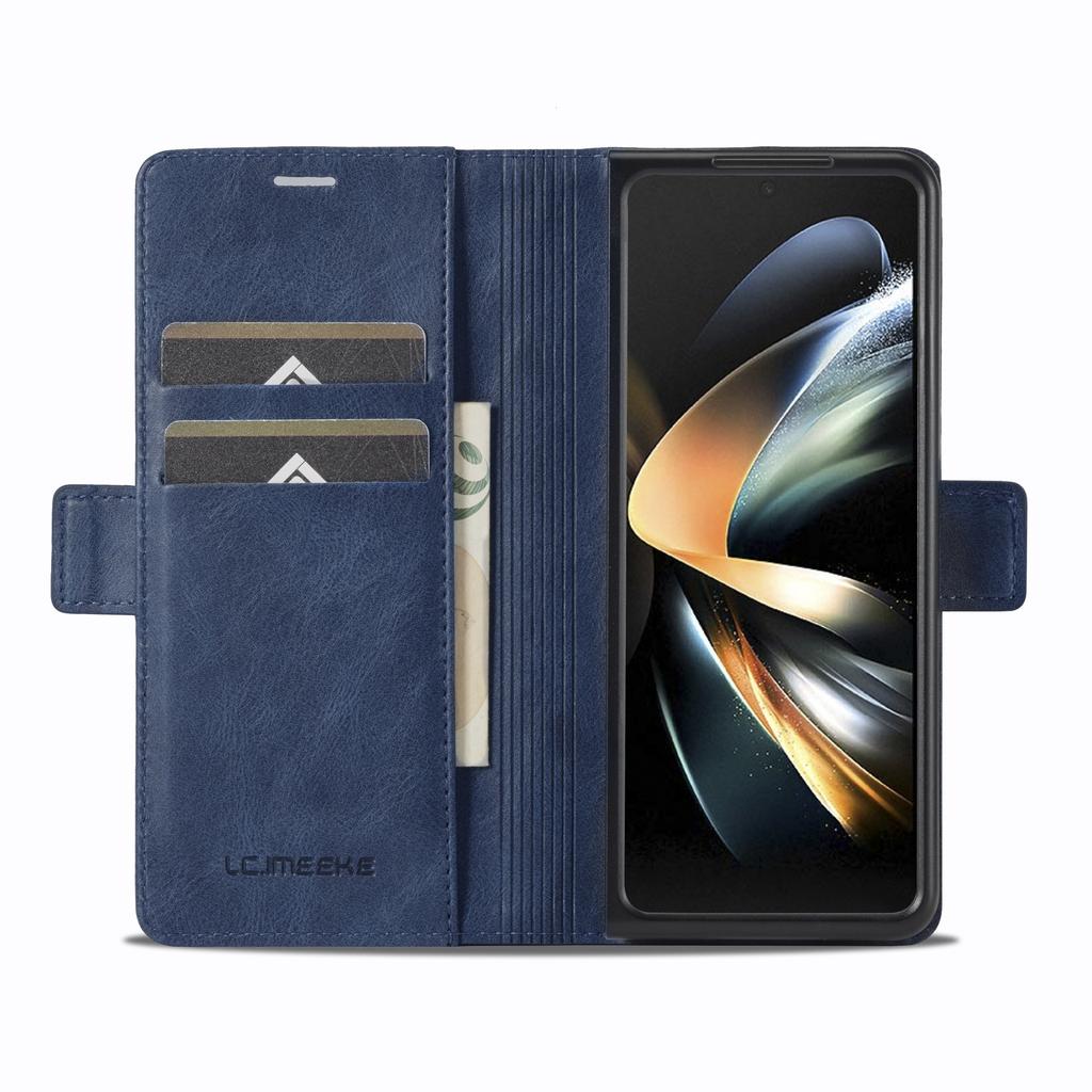 Business Leather Case For Samsung Galaxy Z Fold 6 5G 3 4 5 Fold6 Fold5 Magnetic Flip Protective Cards Solt Wallet Phone Cover