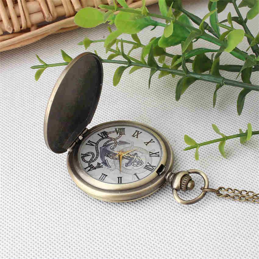 Vintage Anker Muster Taschenuhr mit Kette für Herren Damen