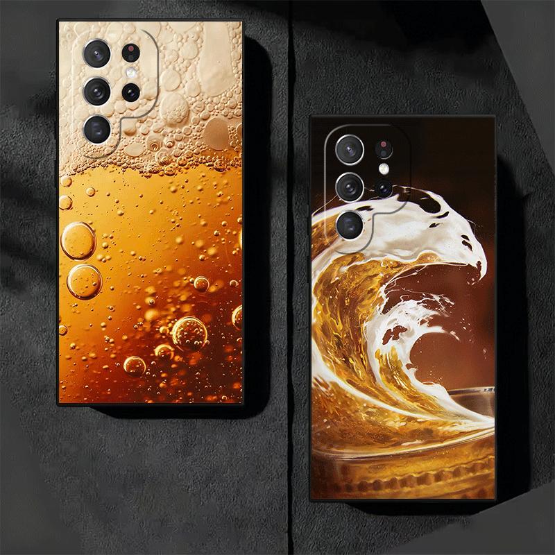 Funny Beer Bubble Summer Soft Phone Case for Samsung Galaxy S26 S25 Edge S24 Ultra S23 Plus S22 S21 FE S20 Black Cover Back Shel