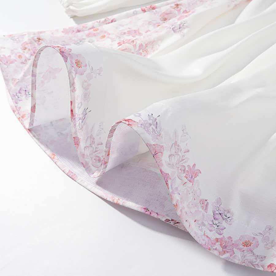 Rochie de vară roz cu imprimeu floral, cu mâneci lungi și talie marcată, pentru femei, stil european și american