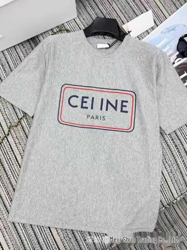 Nanyou Women's High-End Early Spring T-Shirt: CE Letter Print, Simple, Versatile, Short Sleeve, Pure Cotton, Loose Fit, Fashionable.