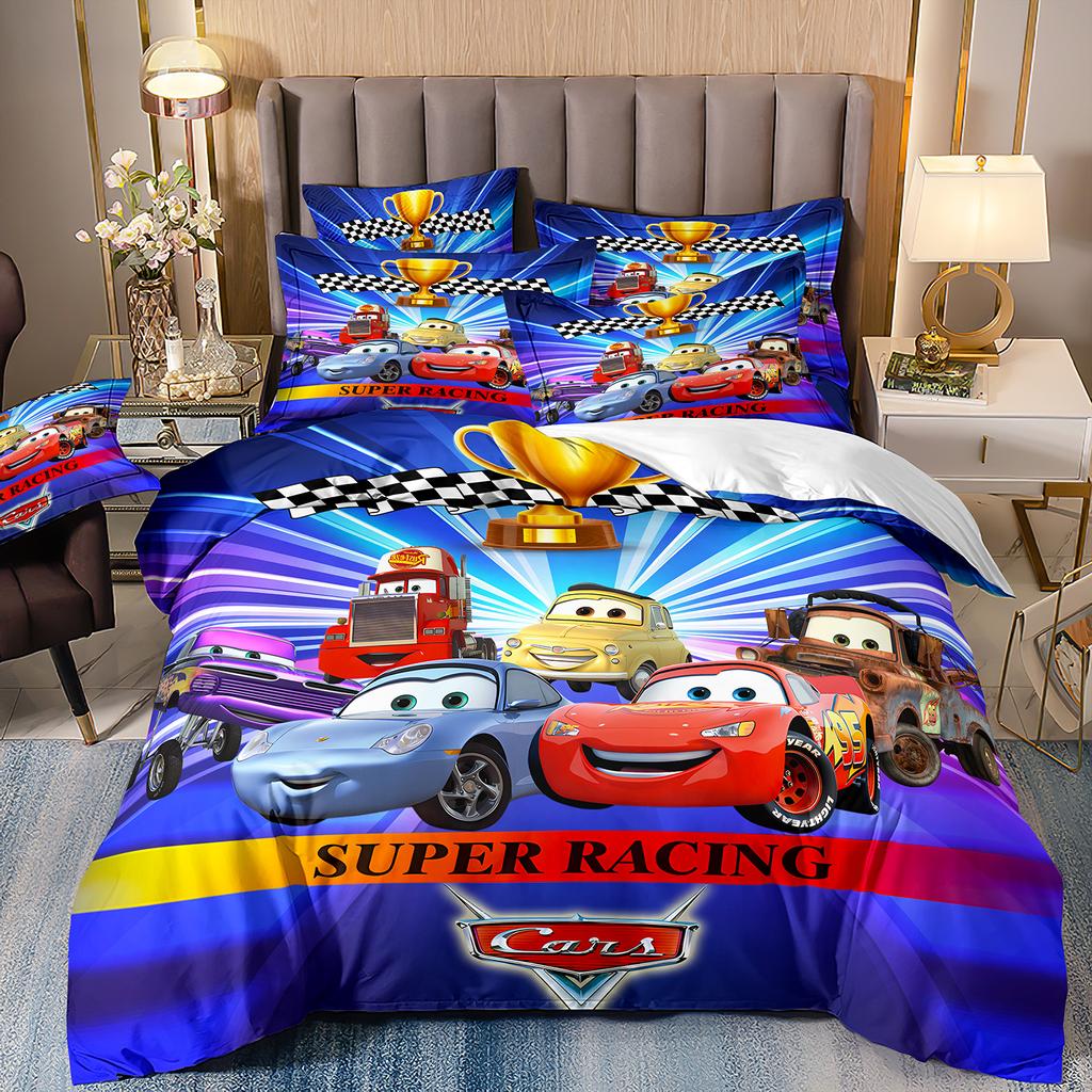 Cars Lightning McQueen Bedding SetsTeenagers boys 3D Print Duvet Cover and Pillowcases Children Quilt Cover Red Cars motifs
