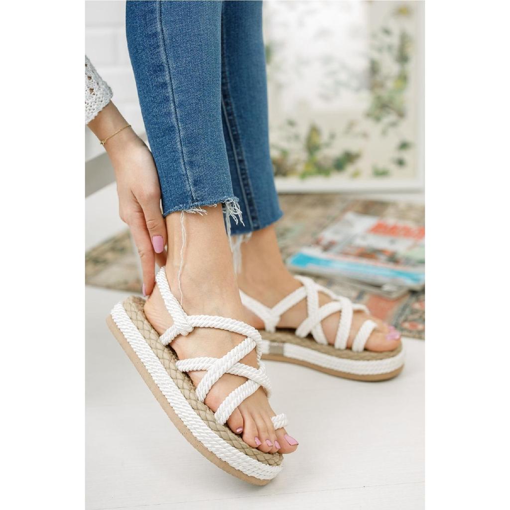 Femeie frânghie de nurcă cu șiruri covorașe de podea înalte Sandale Hsd2022