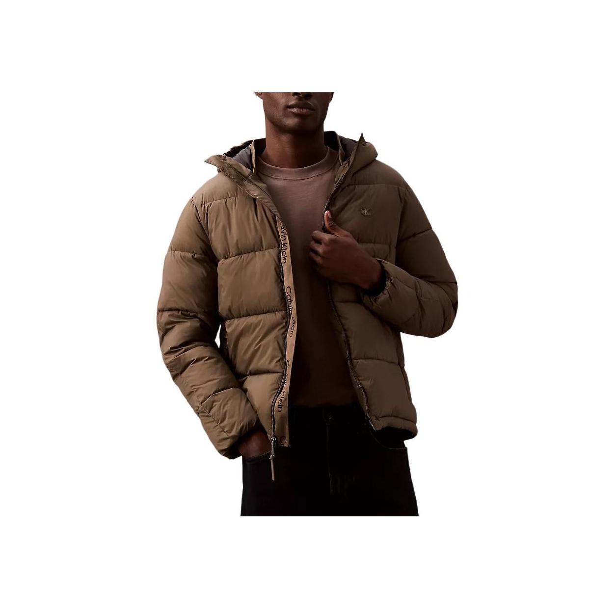 

Calvin Klein Minimalist Comfortable Versatile Hooded Down Jacket Men outerwear Brown 40EM193-720 S