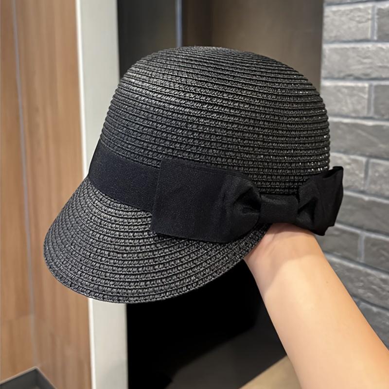 

Fashion Women Straw Hat Fedora Summer Sun Protection Anti-Sunshine Horse Riding Cap Reduces Facial Age Peaked Caps чорний