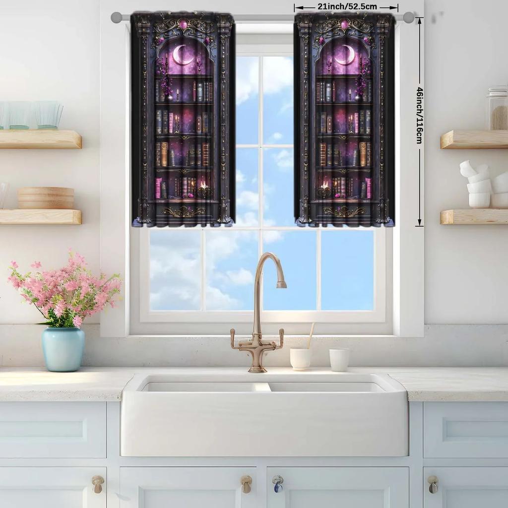 Vintage Magic Library Curtains Study Bedroom Bay Window Decor Mysterious Gothic Atmosphere Curtain Elegant Made Of Polyester Washable Ready