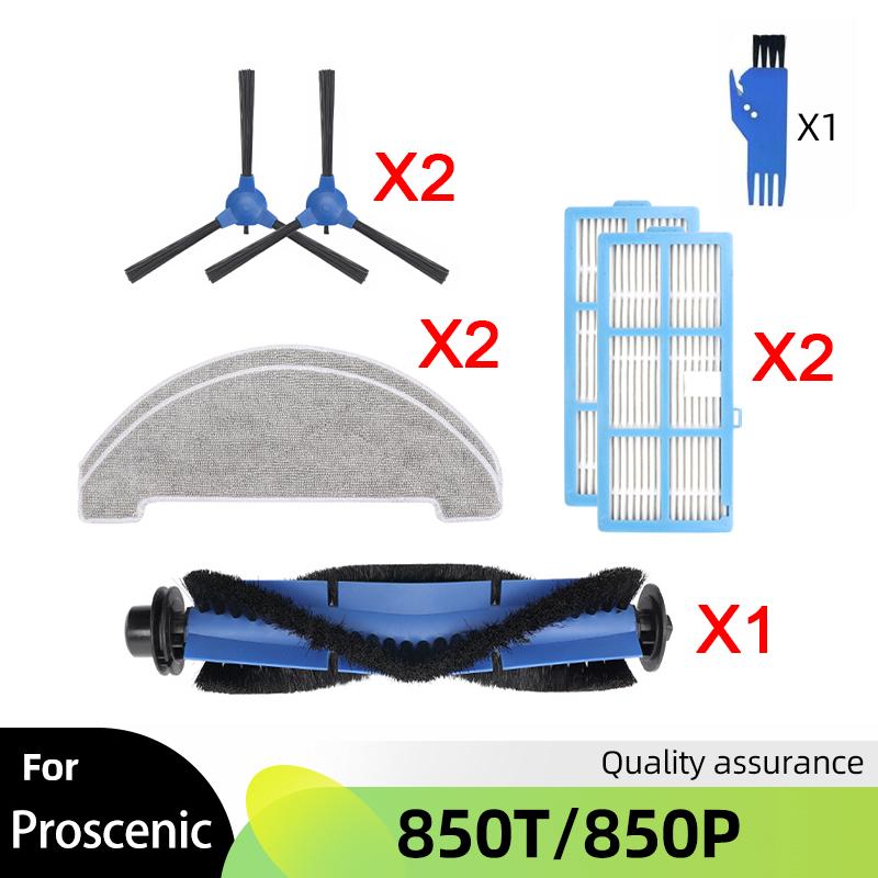 For Proscenic 850T/ 850P Robot Vacuum Spare Part Main Roller Side Brush Hepa Filter Mop Cloth Rag Replacement Accessories